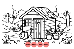 Hand Drawn Garden Shed Illustration For Crafts Product Image 1