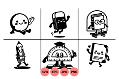 Hand Drawn Cute School Supplies Clipart Product Image 1