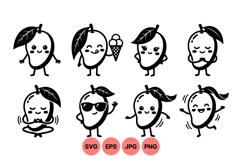 Hand Drawn Cute Mango Character Clipart Product Image 1