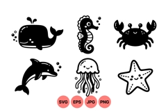 Cute Cartoon Sea Animals SVG Design Product Image 1