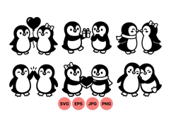 Hand Drawn Penguin Love Clipart Design Product Image 1