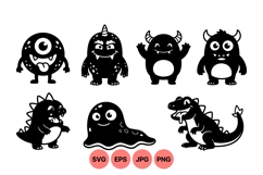 Cute Cartoon Monster Characters Svg Illustration Product Image 1