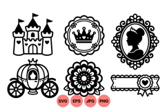 Elegant Princess Silhouette Clipart for Crafts Product Image 1