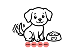 Cute Puppy Dog And Food Bowl Cartoon Svg Product Image 1