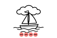 Minimalist Nautical Sailboat Line Art Clipart Product Image 1