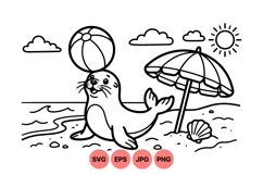 Cute Seal Playing On Beach Vector Illustration Product Image 1