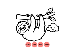 Cute Cartoon Sloth Hanging SVG Design For Crafts Product Image 1