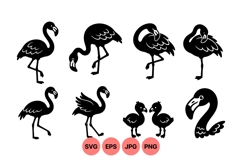 Black Flamingo Silhouette Clipart Design Product Image 1