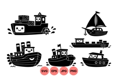 Hand Drawn Cute Boat Clipart For Kids Design Product Image 1
