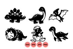 Hand Drawn Cute Dinosaur SVG Clipart Product Image 1