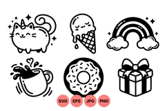 Kawaii Black and White Icon Clipart for Crafts Product Image 1