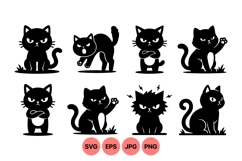 Angry Cat Silhouettes Vector Clipart Design Product Image 1