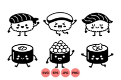 Cute Cartoon Sushi Character Clipart Product Image 1