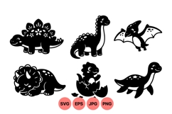 Cute Dinosaur Silhouette Vector Clipart Product Image 1