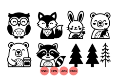 Cute Woodland Animal SVG Graphics for Kids Crafts Product Image 1