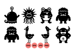 Funny Cartoon Monster Silhouette Clipart Product Image 1