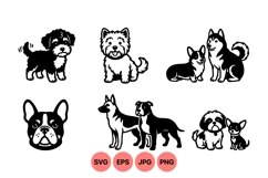 Black White Dog Silhouette Clipart Product Image 1