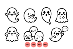 Cute Halloween Ghost Clipart Cartoon Characters Product Image 1