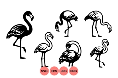 Black Flamingo Silhouette Vector Clipart Product Image 1