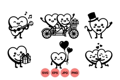 Cute Heart Characters Vector Clipart Design Product Image 1