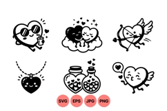 Cute Valentine Heart Character Clipart Product Image 1