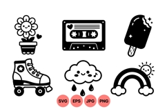 Cute Retro Doodle Clipart For Kids Crafts Product Image 1