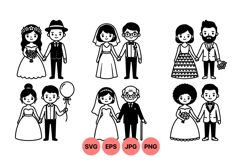 Hand Drawn Wedding Couples SVG Illustration Product Image 1