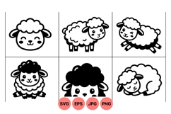 Cute Cartoon Sheep Illustration Vector Clipart Product Image 1