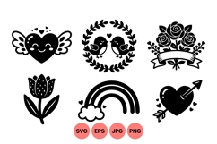Romantic Valentine SVG Icons With Love Symbols Product Image 1