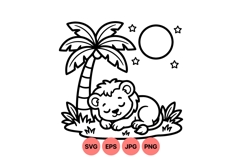 Cute Sleeping Lion Vector Illustration For Kids Product Image 1
