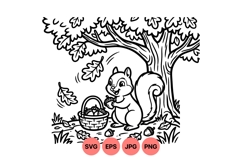 Hand Drawn Squirrel Acorn Vector Illustration Product Image 1