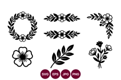 Floral wreath line art for design projects Product Image 1