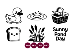 Line art with duck and pond scene Product Image 1