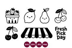 market line art fruit icons for design projects Product Image 1