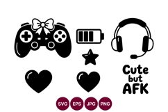 Vector game controller with headset and hearts Product Image 1