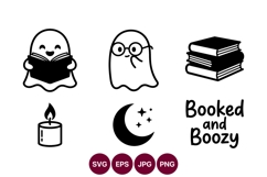 Cozy Ghosts Reading Books Clip Art Product Image 1