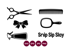 Barber tools line art for graphic design Product Image 1