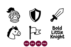 Knight icon with helmet shield sword horse and flag in Product Image 1