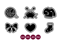Line art knit craft icons Product Image 1