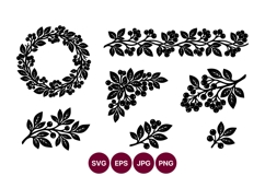 Berry wreaths and branches line art Product Image 1
