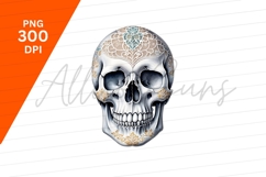 Ornate Floral Decorated Skull Illustration On White Product Image 1