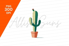 Stylized Cactus In Pot With Red Flower Product Image 1