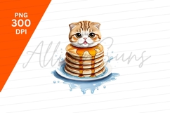 Cat Face On Pancake Stack With Syrup Product Image 1