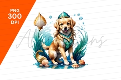 Mermaid Dog With Seashells And Water Bubbles Product Image 1