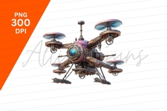 Steampunk Style Drone Illustration Isolated On White Product Image 1