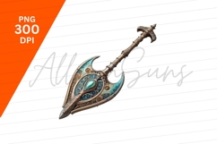 Ornate Fantasy Battle Axe Weapon Isolated Product Image 1
