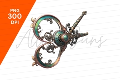 Ornate Steampunk Style Sword On White Background Product Image 1
