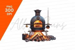 Campfire Cooking Meat In An Outdoor Oven Product Image 1