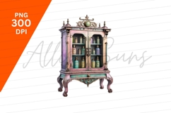 Ornate Cabinet Filled With Vintage Potion Bottles Product Image 1