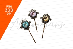 Vintage Hair Pins With Portrait Illustrations Product Image 1